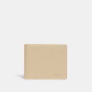 Men Coach 3 In 1 Wallet Polished Pebble Leather Billfolds White | PH_CH29840