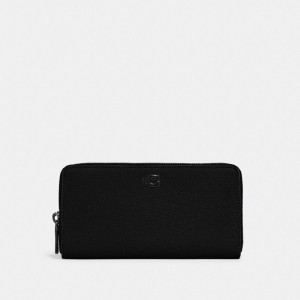 Men Coach Accordion With Signature Canvas Interior Large Wallets Black | PH_CH91274