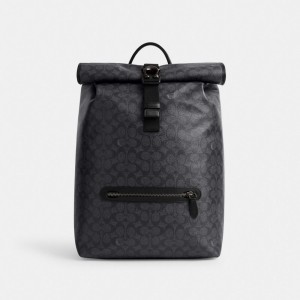 Men Coach Beck Roll Top In Signature Backpacks Grey | PH_CH14064