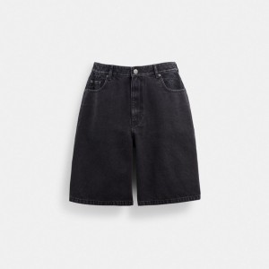 Men Coach Black Denim In Organic Cotton Denim Shorts Black | PH_CH50470