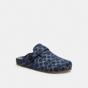 Men Coach Blake Clog In Signature Denim Denim Sandals Blue | PH_CH18721