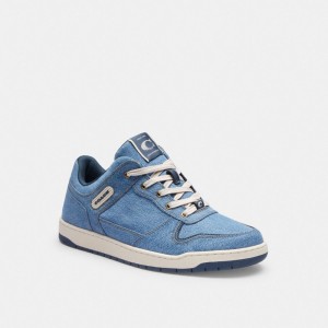Men Coach C201 Indigo Denim Sneakers Indigo Blue | PH_CH51833