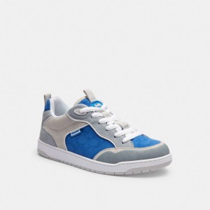 Men Coach C203 In Signature Canvasberry Sneakers Grey / Blue | PH_CH57557