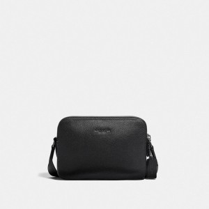 Men Coach Charter 24 Pebble Leather Crossbody Bags Black | PH_CH89557