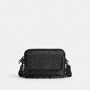Men Coach Charter Flap 24 In Signature Crossbody Bags Grey | PH_CH94782
