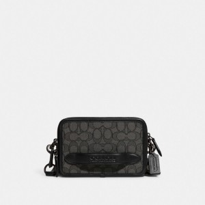 Men Coach Charter In Signature Jacquard Crossbody Bags Grey / Black | PH_CH49481
