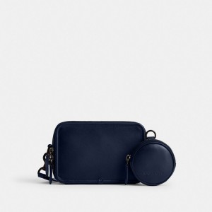 Men Coach Charter With Hybrid Pouch Glovetanned Leather Crossbody Bags Deep Blue | PH_CH63733