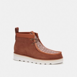 Men Coach Chukka In Micro Signature Jacquard Boots Brown | PH_CH82507