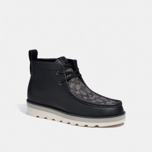 Men Coach Chukka In Signature Jacquard Boots Black | PH_CH51612