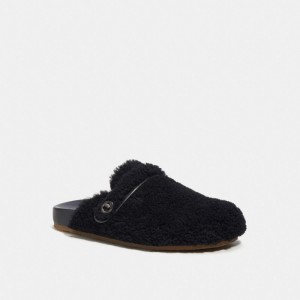 Men Coach Clog In Shearling Sandals Black | PH_CH44415