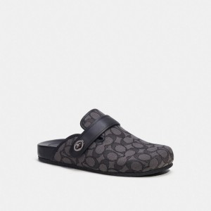 Men Coach Clog In Signature Jacquard Sandals Grey / Black | PH_CH66375