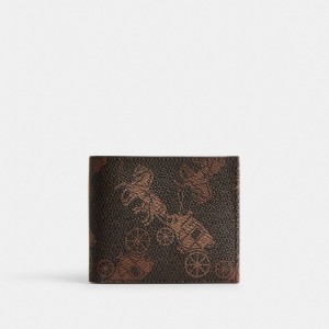 Men Coach Double Billfold Wallet With Large Horse And Carriage Print Truffle Billfolds Multicolor | PH_CH78593