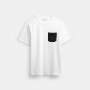 Men Coach Essential Pocket T Shirts White / Grey | PH_CH47106