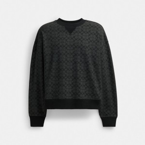 Men Coach Essential Signature Crewneck Signature T Shirts Dark Grey | PH_CH26023