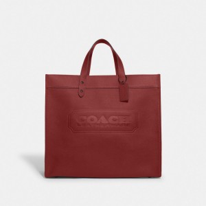 Men Coach Field 40 With Badge Tote Bag Red | PH_CH95277