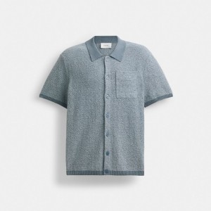 Men Coach Flushio Polo Sweaters Blue | PH_CH88356