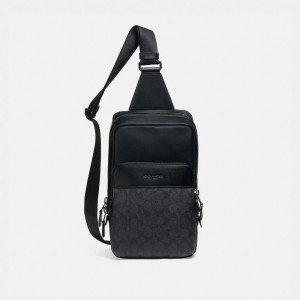 Men Coach Gotham Pack In Signature Backpacks Black | PH_CH43593