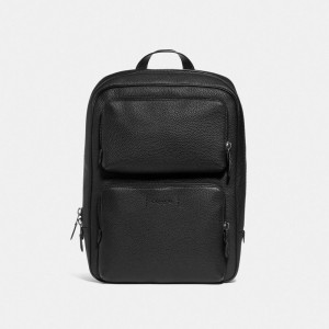 Men Coach Gotham Pebbled Leather Backpacks Black | PH_CH31268