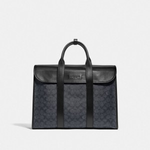 Men Coach Gotham Portfoli In Signature Canvas Copper Briefcase Black | PH_CH50491