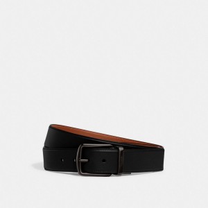 Men Coach Harness Buckle Cut To Size Reversible Belt 38 Mm Belts Black | PH_CH49523