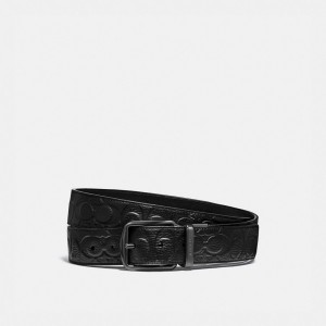 Men Coach Harness Buckle Cut To Size Reversible Belt 38 Mm Belts Black | PH_CH24526
