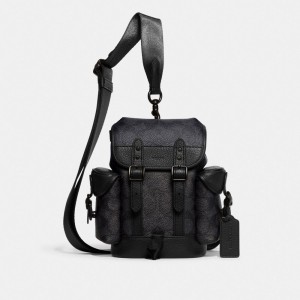 Men Coach Hitch 13 In Signature Canvas Signature Backpacks Grey | PH_CH22660