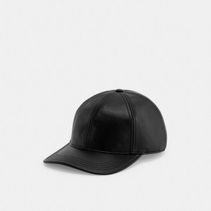 Men Coach Leather Baseball Hats Black | PH_CH82687