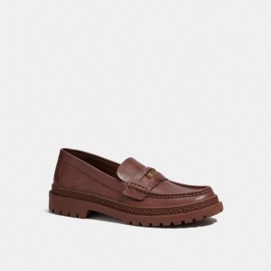 Men Coach Loafer With Signature Coin Loafers Brown | PH_CH25365