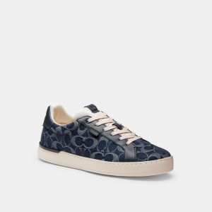 Men Coach Lowline Low Top In Signature Denim Denim Sneakers Blue | PH_CH53510