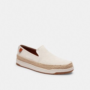 Men Coach Miles In Signature Jacquard Chalk Espadrille White | PH_CH41880