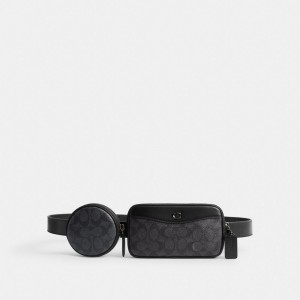 Men Coach Multi Pouch Belt In Signature Belt Bags Black | PH_CH47236