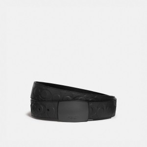 Men Coach Plaque Buckle Cut To Size Reversible Belt 38 Mm Belts Black | PH_CH12853