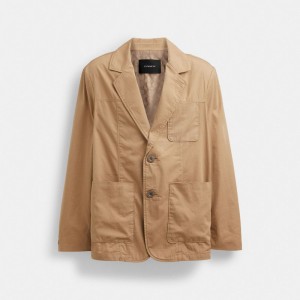 Men Coach Regenerative Cotton Casual Lightweight Jackets Khaki | PH_CH40805