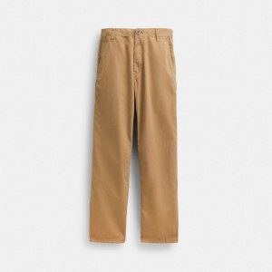 Men Coach Regenerative Cotton Trousers T Shirts Khaki | PH_CH81629