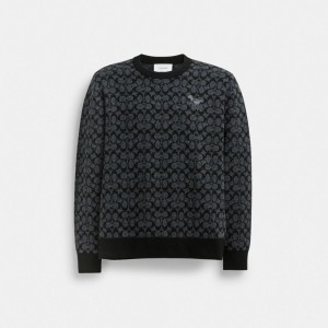 Men Coach Rexy Signature Sweaters Black | PH_CH47209