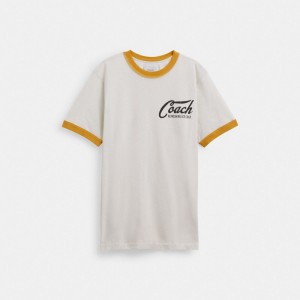 Men Coach Ringer T Shirts White | PH_CH51483
