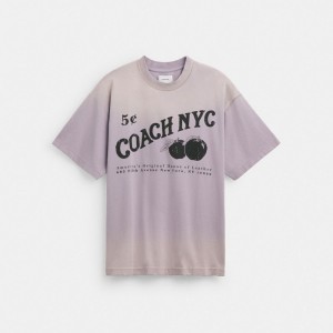 Men Coach Signature Apple T Shirts Purple | PH_CH32835