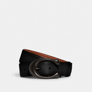 Men Coach Signature Buckle Cut To Size Reversible Belt 38 Mm Belts Black | PH_CH13463