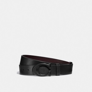 Men Coach Signature Buckle Cut To Size Reversible Belt 38 Mm Belts Black | PH_CH26395