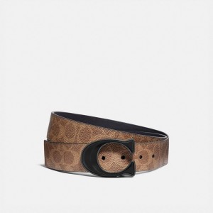 Men Coach Signature Buckle Cut To Size Reversible Belt 38 Mm Belts Khaki | PH_CH40679