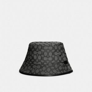 Men Coach Signature Jacquard Bucket Hats Grey | PH_CH90413