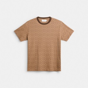 Men Coach Signature T Shirts Brown | PH_CH53077