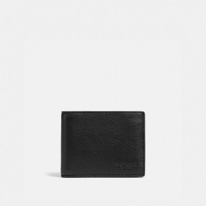 Men Coach Slim Billfold Wallet Sport Calf Leather Billfolds Black | PH_CH76204