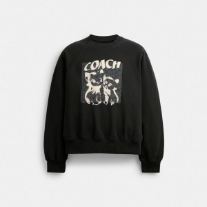 Men Coach The Lil Nas X Drop Signature Cats Crewneck Sweatshirts Black | PH_CH96381