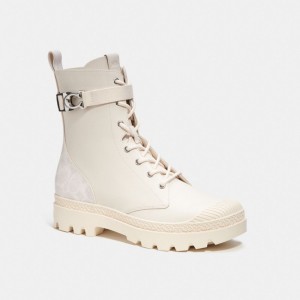 Men Coach Tucker With Signature Canvas Chalk Boots White | PH_CH29874