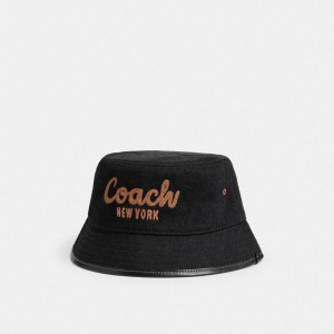 Women Coach 1941 Embroidered Denim Bucket Hats Blue Black | PH_CH18959