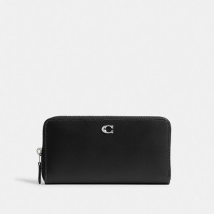 Women Coach Accordion Zip Large Wallets Silver / Black | PH_CH95258