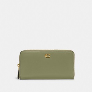 Women Coach Accordion Zip Refined Calf Leather Large Wallets Green | PH_CH16966