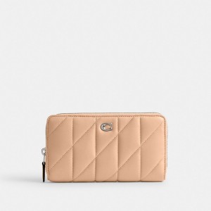 Women Coach Accordion Zip With Pillow Quilting Nappa Leather Large Wallets Silver | PH_CH35944