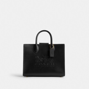 Women Coach Ace 26 Brass Tote Bag Black | PH_CH39392